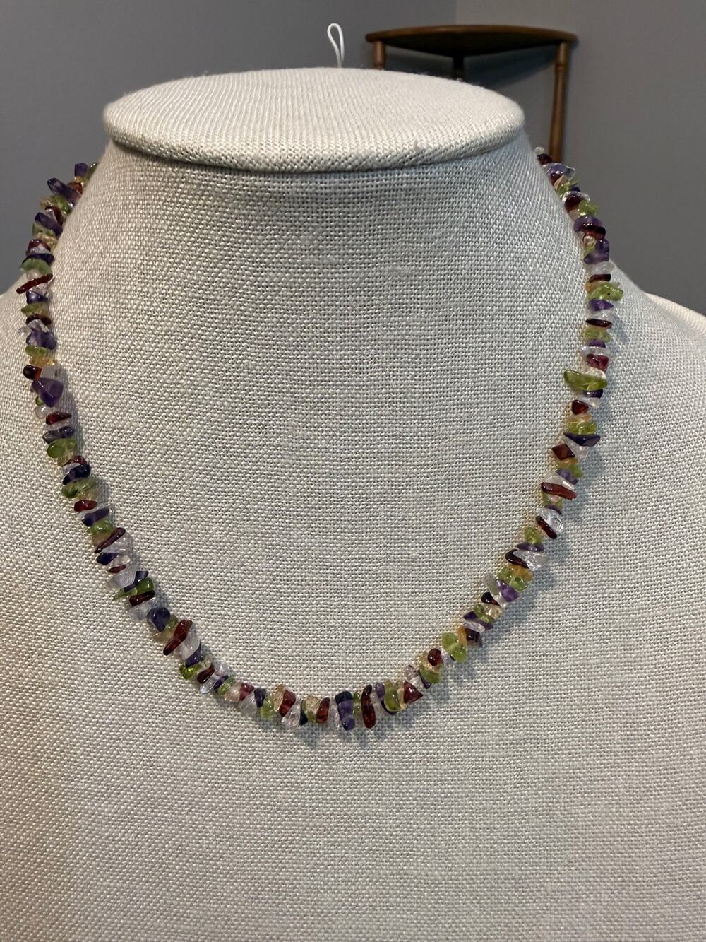 Vintage Multi Gemstone Chip Necklace 16”